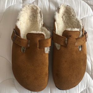 Birkenstock Boston Shearling suede leather mink